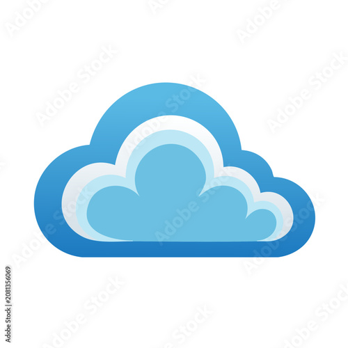 Flat blue cloud icon on transparent background