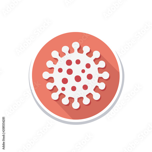 Flat virus icon with red and white design