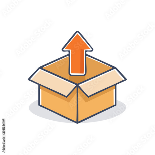 Open cardboard box with upward arrow icon