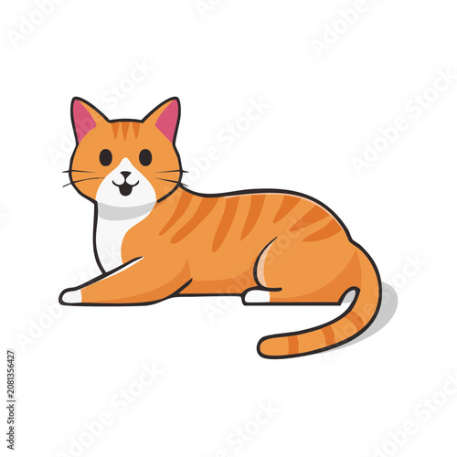 Orange Tabby Cat Flat Vector Illustration
