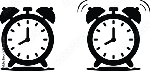 Tableau sur toile Classic Alarm Clock Icons with Ringing Bell