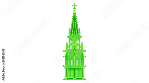 Gothic Spire Architectural Element Green 3D Render