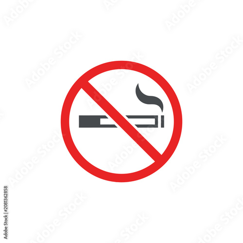 A red no smoking prohibition sign on a white background