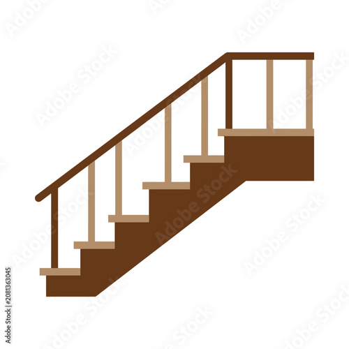 A simple vector illustration of a brown wooden staircase
