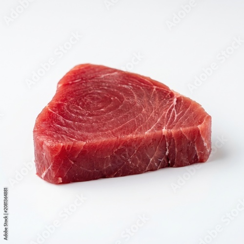 Fresh Raw Tuna Steak on White Background