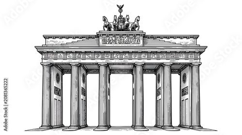 Fotografía Brandenburg Gate Berlin Sketch Drawing Outline