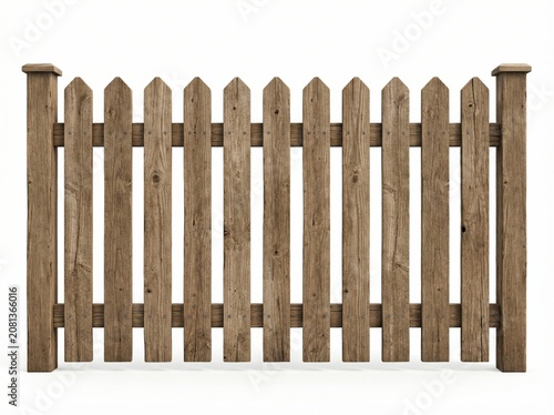Wooden fence isolated on white background