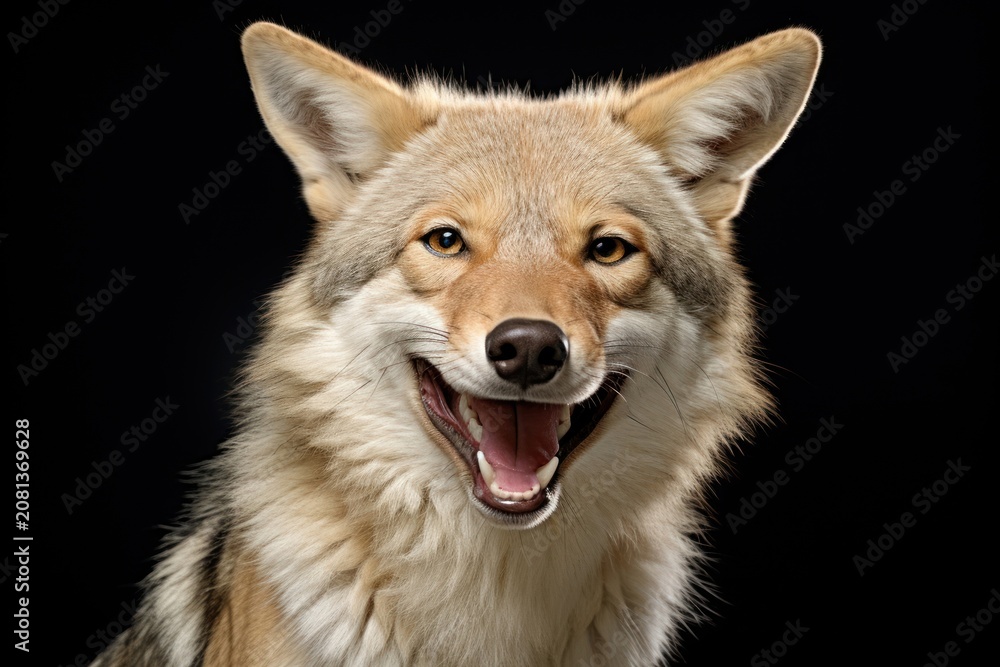 Fototapeta premium Smiling coyote wildlife mammal animal.