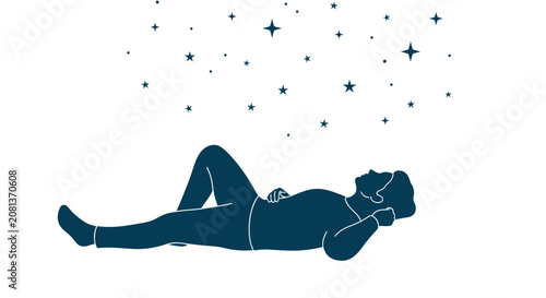 Cuadro en lienzo Woman lying on her back relaxed.