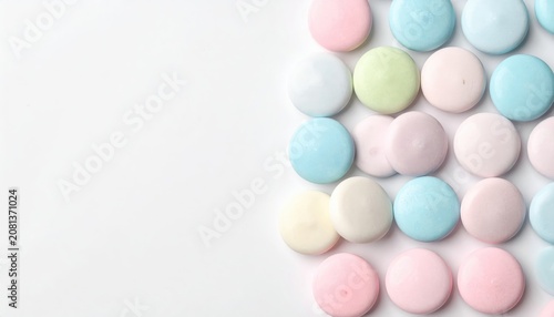 Obraz na płótnie Artfully Arranged Pastel Hard Candy Disks in Gradient Pattern