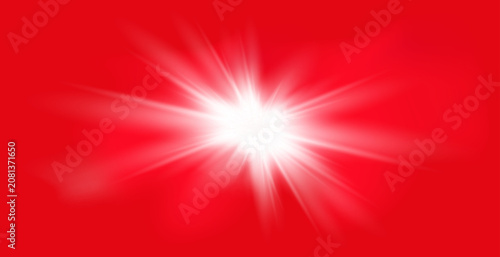 Fotografie Red background with warm sunlight and sun glare effect
