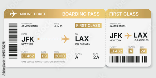 Foto Elegant Golden Boarding Pass Vector