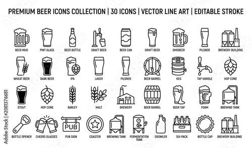 Foto Beer Line Icon Set Vector
