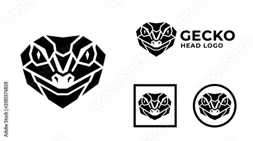 Geometric lizard and gecko head logo designs.