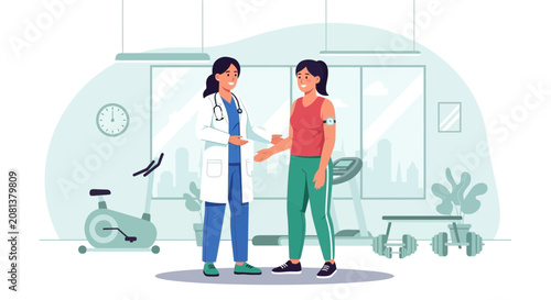 Doctor discusses patient health monitoring in gym setting