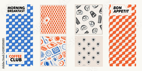 Tableau sur toile retro diner graphic patterns with bold typography morning breakfast coffee club