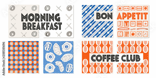 Foto retro diner graphic designs with bold typography and patterns morning breakfast