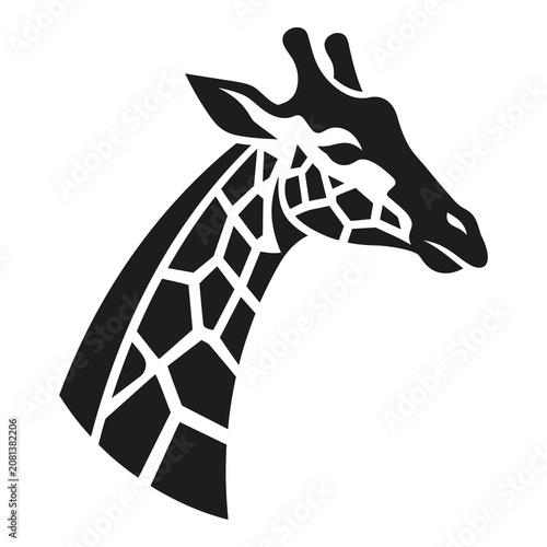 Black silhouette of a giraffe head and neck profile view icon