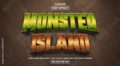 Editable 3D Monster Island Text Effect Template with Adventure Gaming Typography