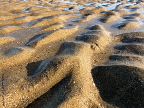 Konstfotografi Ripples in the sand on a golden sandy beach - Ondulation du sable sur une plage