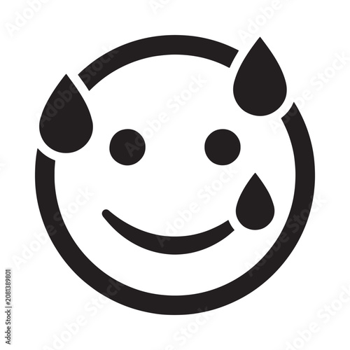 Canvastavla Crying face icon black silhouette on a white background