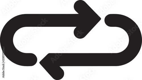 Arrows forming a circular loop illustrate the concept of continuous process improvement, recursive data flow, or repetitive cycles in modern business management and project development.