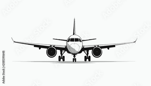Bild auf Leinwand Commercial Airplane Front View Illustration.
