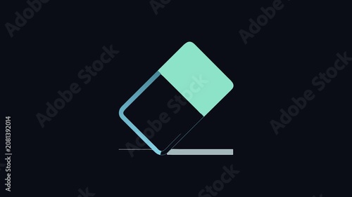 Minimalist eraser deleting line on black background stock illustration