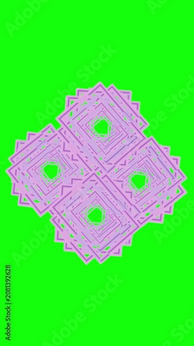 purple craft pattern animated on green screen background, vertical video
