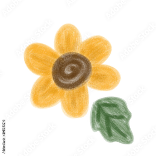 Simple illustration sunflower isolate on transparent background