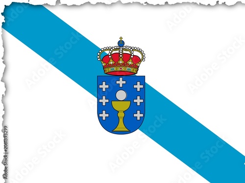 Galicia Flag with Burnt Edges Effect - Digital Illustration