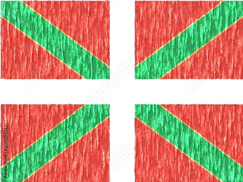 Basque Country Flag with Bark Wood Texture - Digital Illustration