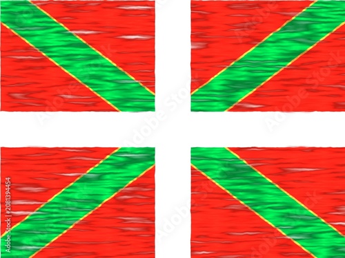 Basque Country Flag with Silk Carpet Texture - Digital Illustration