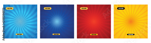 Tableau sur toile Pop art comic sunburst banner background set