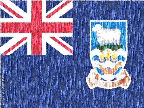 Falkland Islands Flag with Bark Wood Texture - Digital Illustration