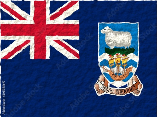 Falkland Islands Flag with Rough Paper Texture - Digital Illustration