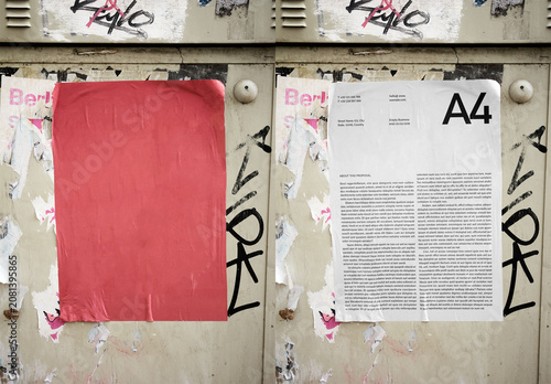 Mockup Of Customized A4 Poster On Wall
