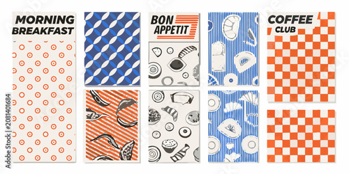 Obraz na plátně retro diner menu cards with bold typography and geometric patterns breakfast cof