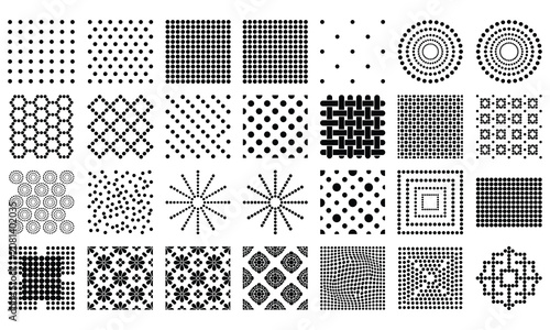 Collection of decorative dot texture patterns for seamless textile background