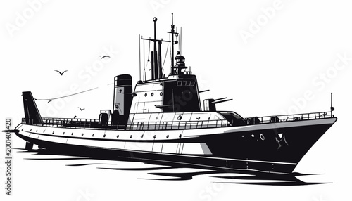 Large naval ship vessel warship ocean.