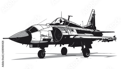 Military Fighter Jet Aircraft Closeup View.
