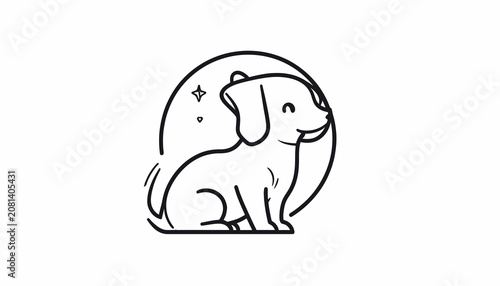 Cute Cartoon Dog Sitting Profile.
