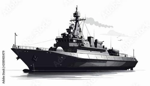 Large Warship Naval Vessel Ocean.