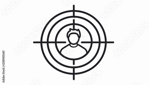 Person in crosshairs target symbol.