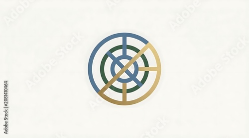 Abstract geometric circular logo on white background.