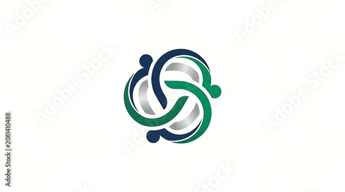 Abstract green and blue interlocking circular logo design