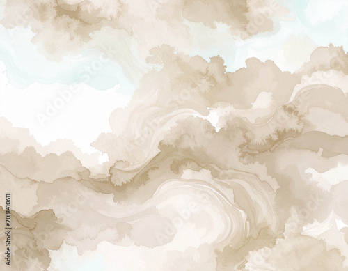 Bild auf Leinwand Beige and taupe watercolor marble neutral abstract background