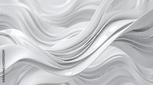 Abstract White Futuristic Background Featuring Fluid Wavy Shapes Elegant Cinematic Depth.
