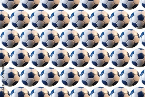 Abstract Geometric Seamless Pattern with Blue Soccer Balls and Spheres Vector Illustration for Sports Championship Football Design Background