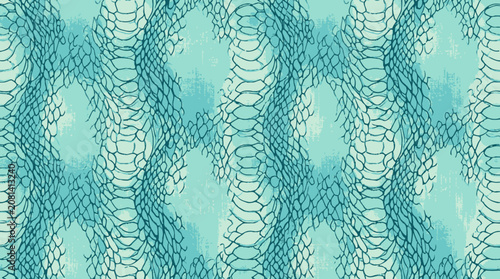 Teal blue snake skin texture pattern seamless